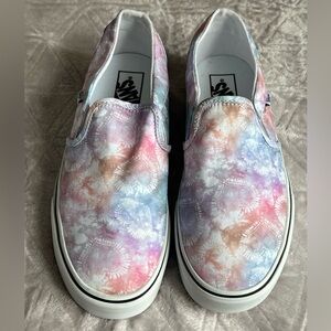 NWOT Vans Slip-On Canvas Sneakers - Pastel Tie-Dye Pink Blue Lavender